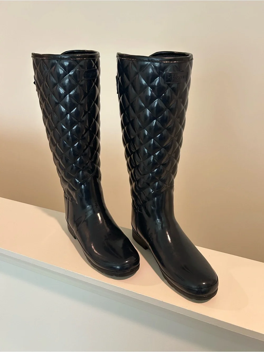 Hunter (8)  Quilted Tall Rain Boots in Black